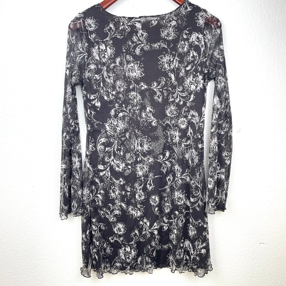Y2K 90s Womens Dress Sz M Fairy Grunge Mesh Whimsigoth Paisley Indie Skater Boho